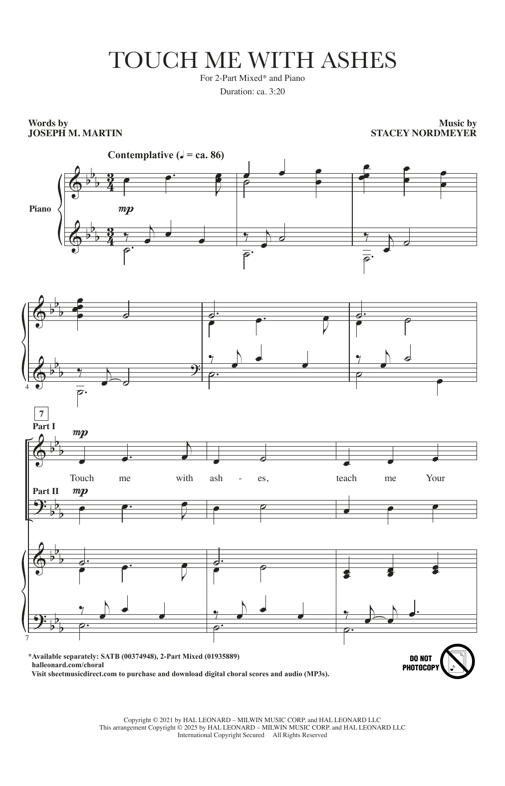 Produktgalerie: Seite 1 von 1 Touch Me With Ashes, Stacey Nordmeyer and Joseph M. Martin, Chor