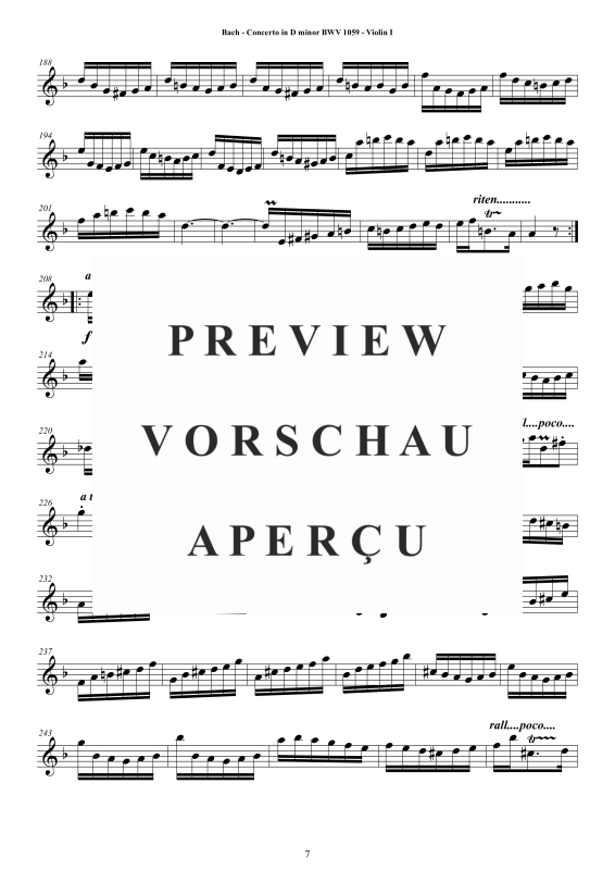 Product gallery: Page 8 of 11 Concerto in D-Moll BWV 1059, , String Quartet - Individual Parts