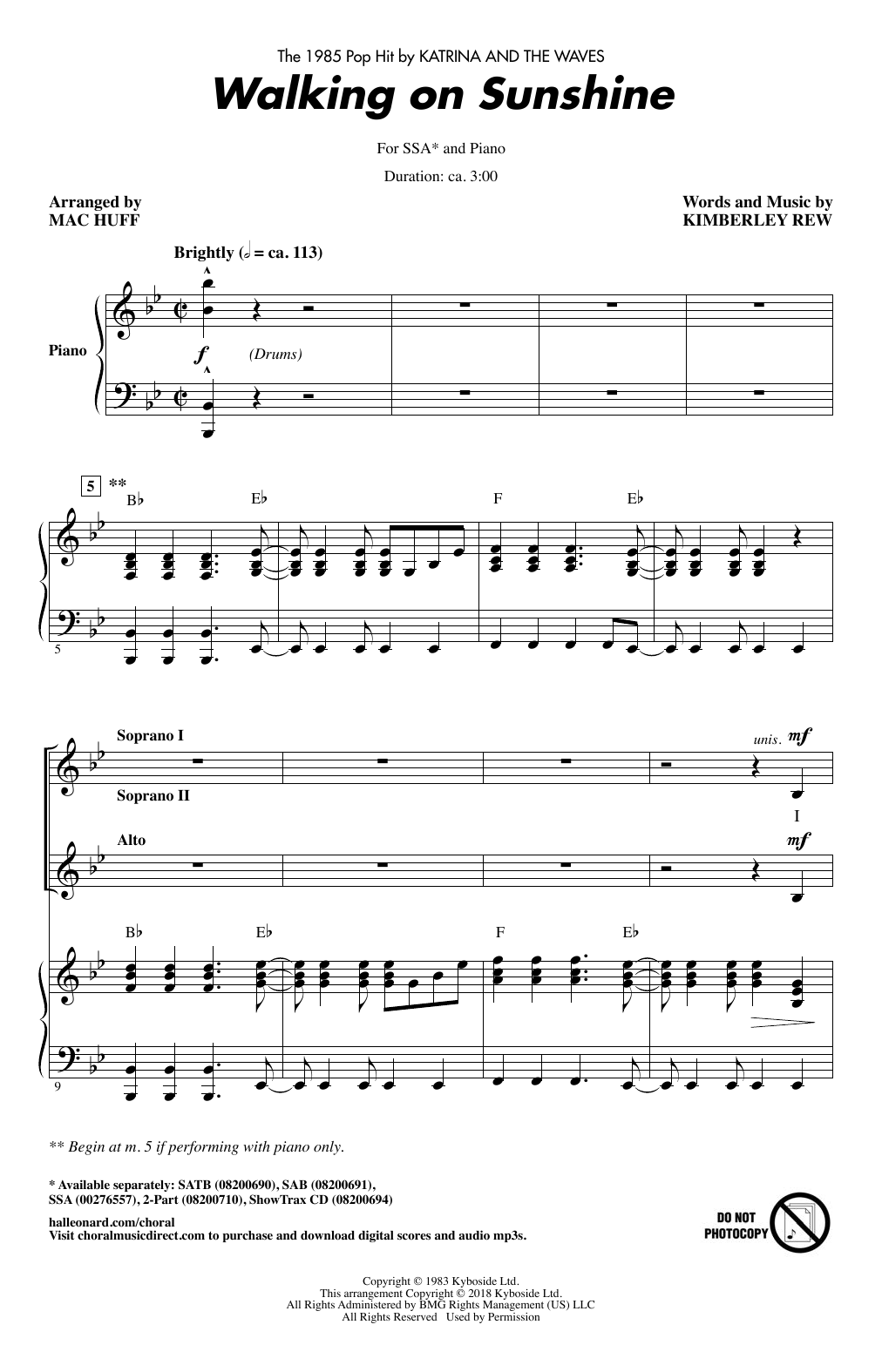 Produktgalerie: Seite 1 von 1 Walking On Sunshine (arr. Mac Huff), Katrina And The Waves, Chor