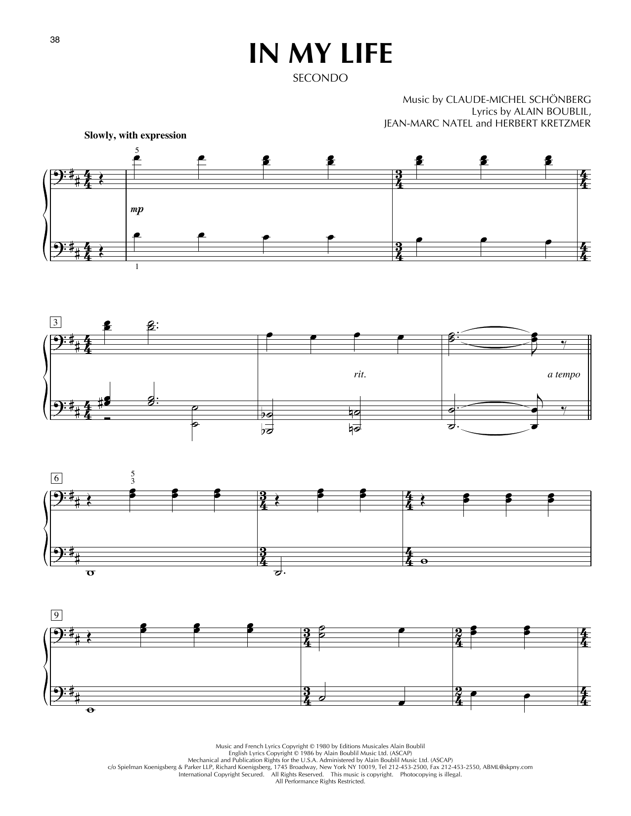 Produktgalerie: Seite 1 von 1 In My Life (from Les Miserables), Boublil & Schonberg, Klavier