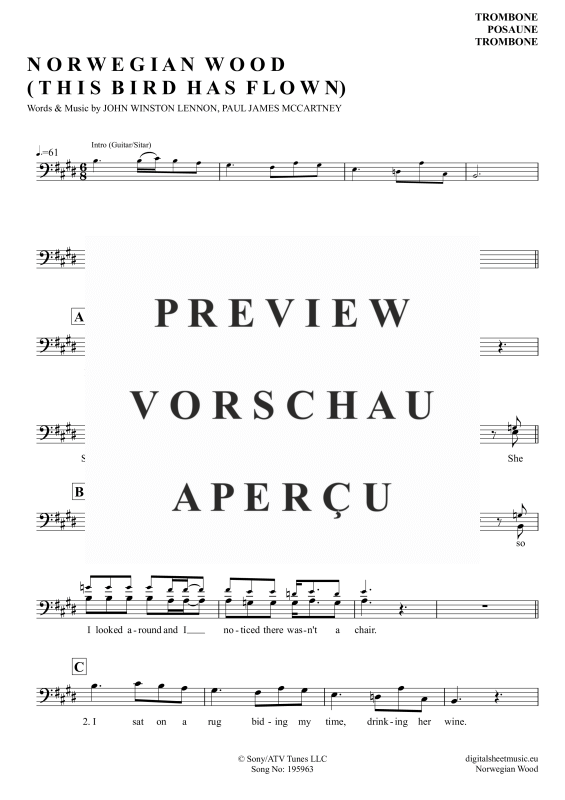 Produktgalerie: Seite 2 von 3 Norwegian Wood, Beatles, The, (Posaune / Bariton)