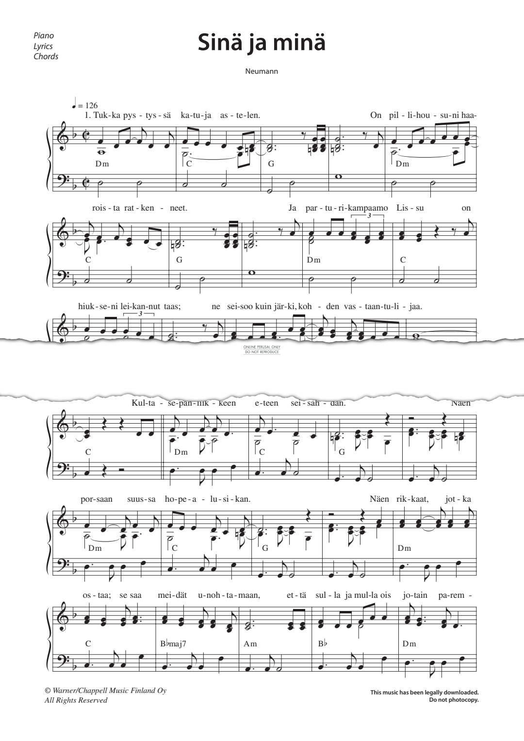 Produktgalerie: Seite 1 von 1 Sinä ja minä, Dingo, Gesang, Gitarre, Klavier