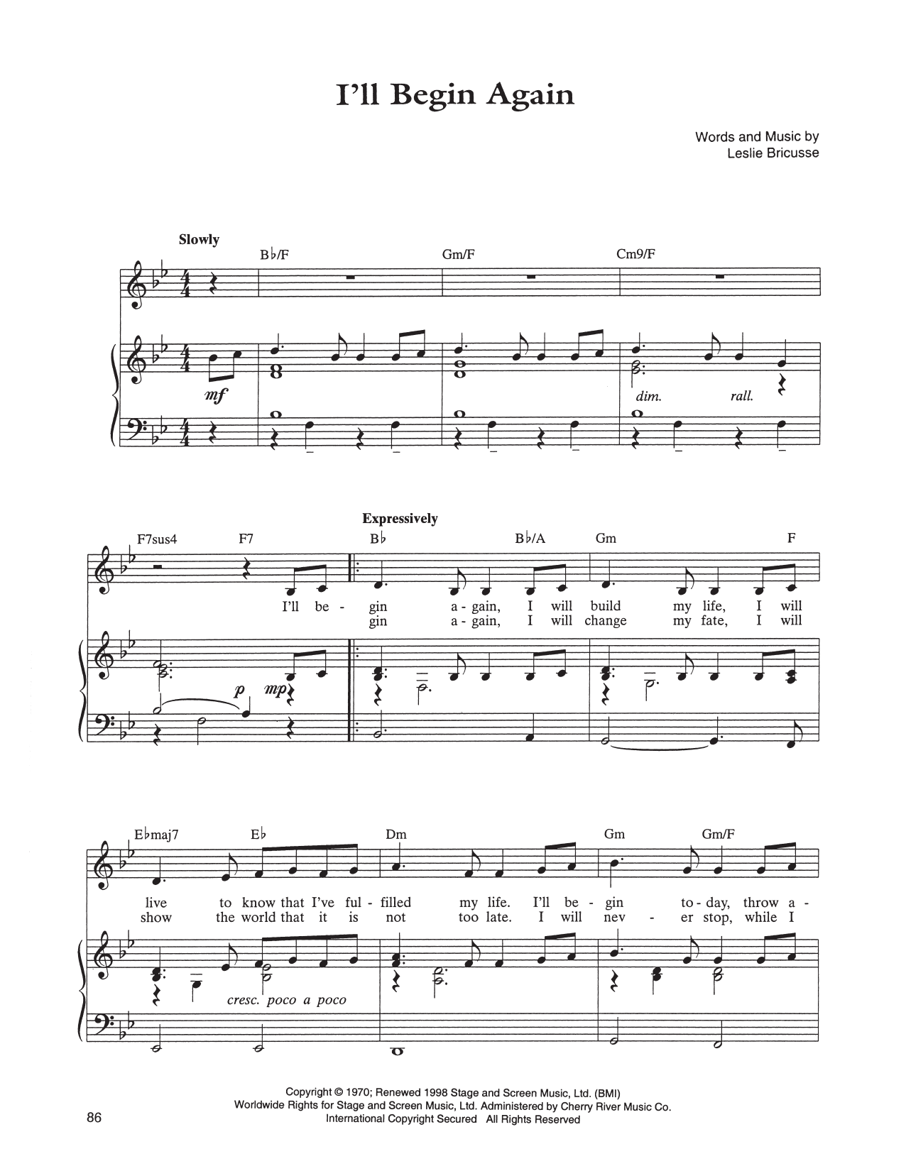 Product gallery: Page 1 of 1 I'll Begin Again, Leslie Bricusse