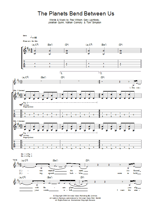 Produktgalerie: Seite 1 von 1 The Planets Bend Between Us, Snow Patrol, Gitarre