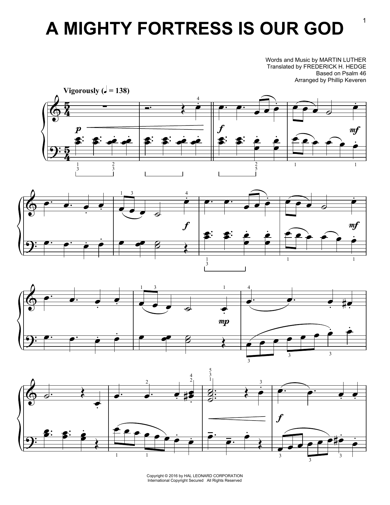 Product picture to: A Mighty Fortress Is Our God [Classical version] (arr. Phillip Keveren)