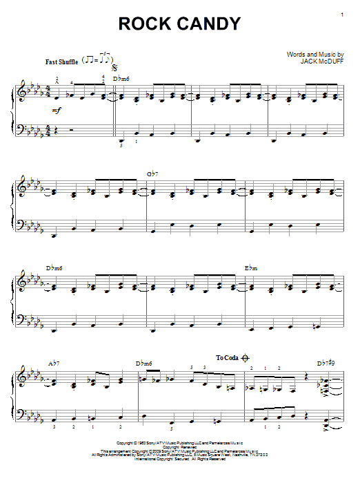Product gallery: Page 1 of 1 Rock Candy (arr. Brent Edstrom), Jack McDuff