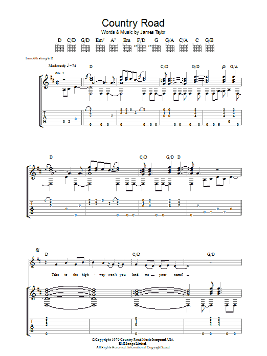 Produktgalerie: Seite 1 von 1 Country Road, James Taylor, Gitarre