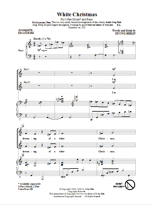 Product gallery: Page 1 of 1 White Christmas (arr. Ed Lojeski), Irving Berlin