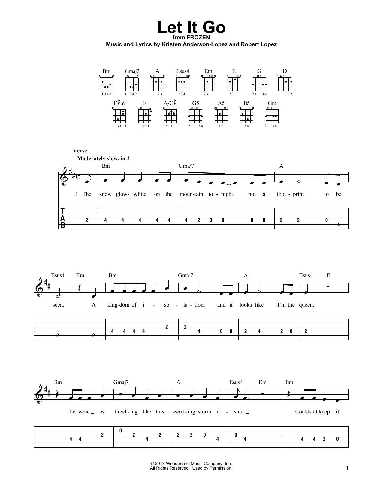 Produktgalerie: Seite 1 von 1 Let It Go (from Frozen), Idina Menzel, Gitarre