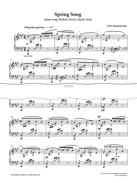 Produktgalerie: Seite 1 von 1 Spring Song (Op.62, No.6), Felix Mendelssohn, Klavier