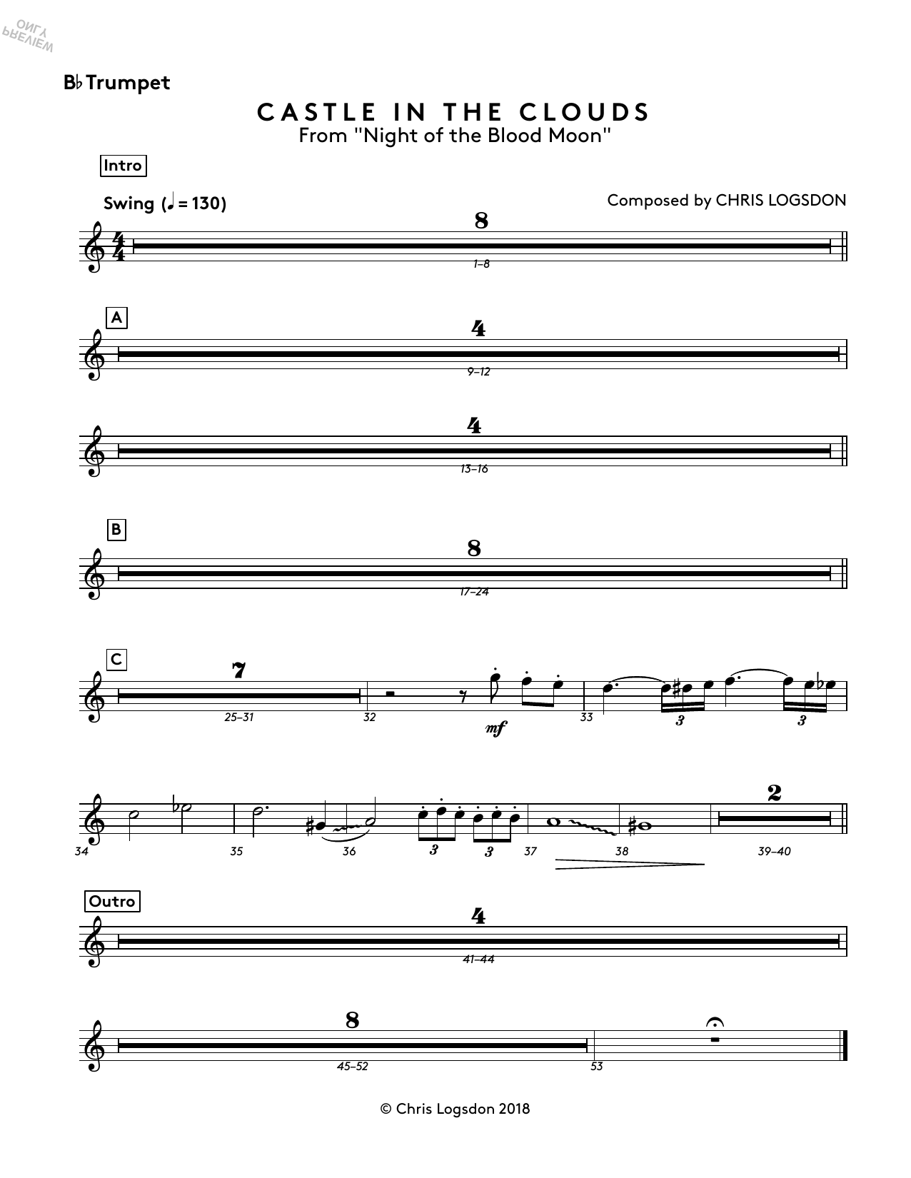 Produktbild zu: Castle In The Clouds (from Night of the Blood Moon) - Bb Trumpet
