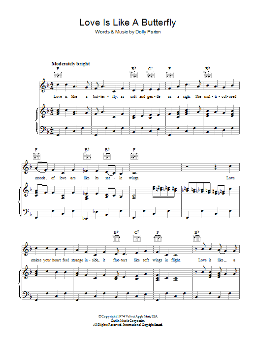 Produktgalerie: Seite 1 von 1 Love Is Like A Butterfly, Dolly Parton, Gesang, Gitarre, Klavier