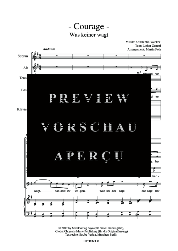 gallery: Was keiner wagt - Courage, , (Gemischter Chor und Klavier - Klavierpartitur)
