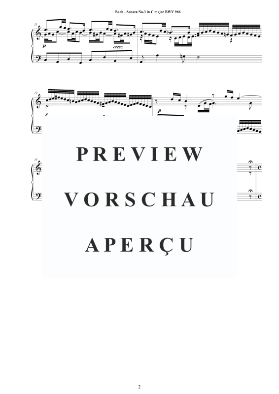 Produktgalerie: Seite 3 von 11 Sonate Nr. 3 in C-Dur BWV 966 - nach Johann Adam Reincken, , Cembalo/Klavier Solo