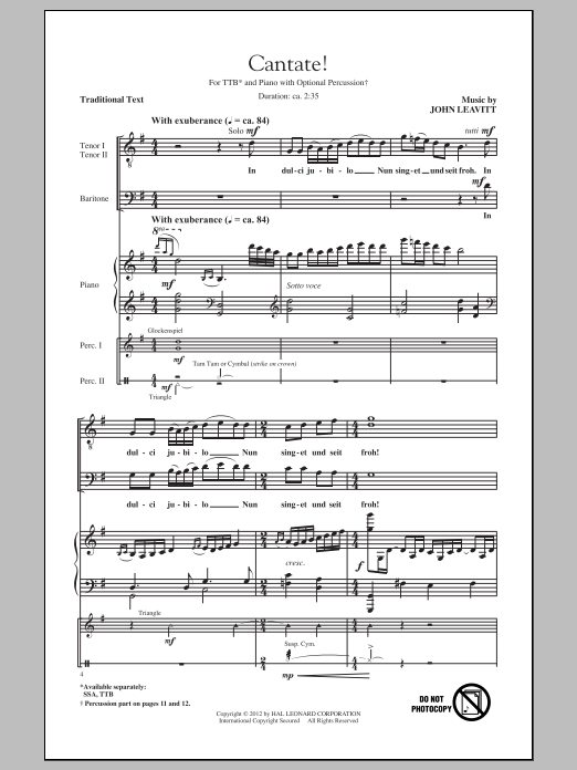 Product gallery: Page 1 of 1 Cantate!, John Leavitt
