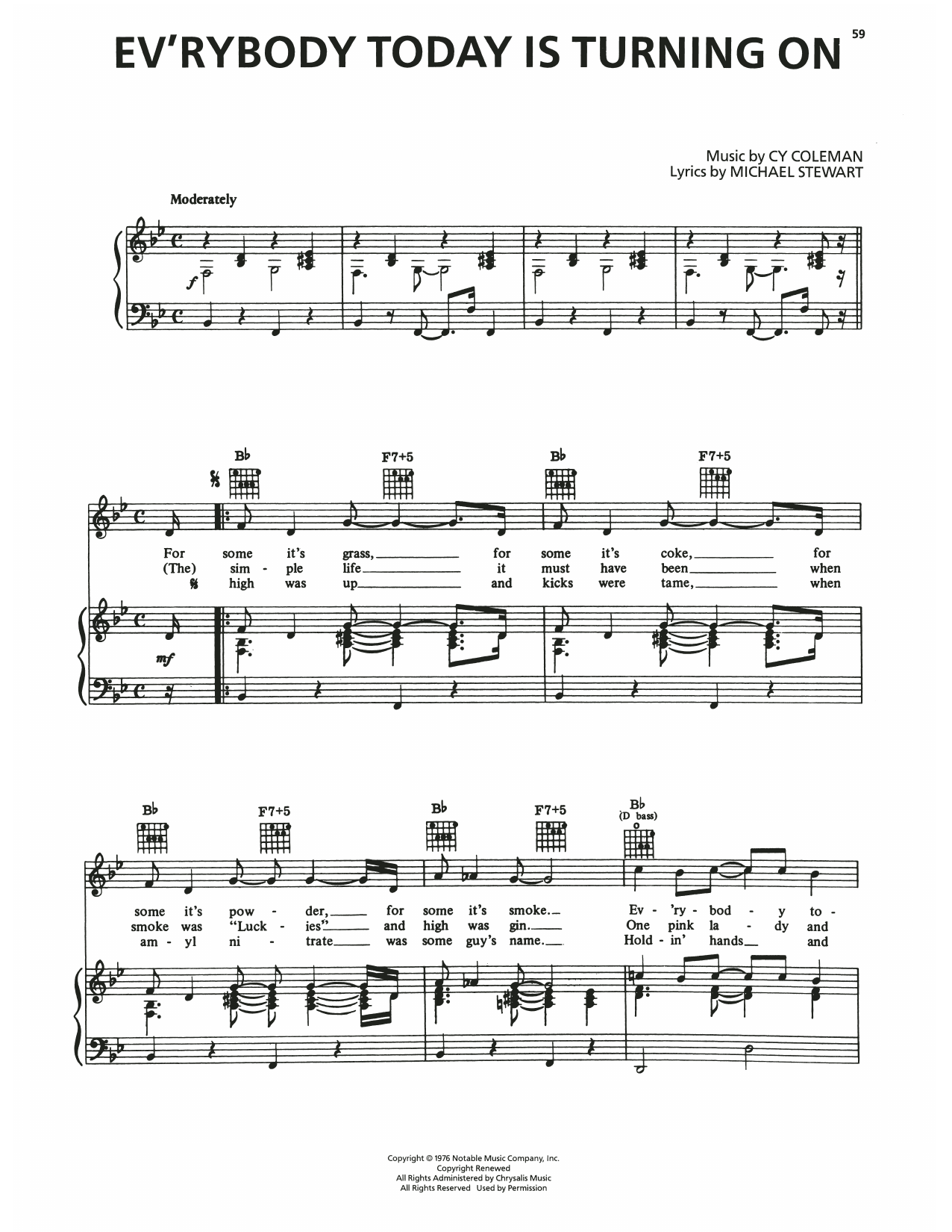 Produktgalerie: Seite 1 von 1 Ev'rybody Today Is Turning On (from I Love My Wife), Cy Coleman, Gesang, Gitarre, Klavier