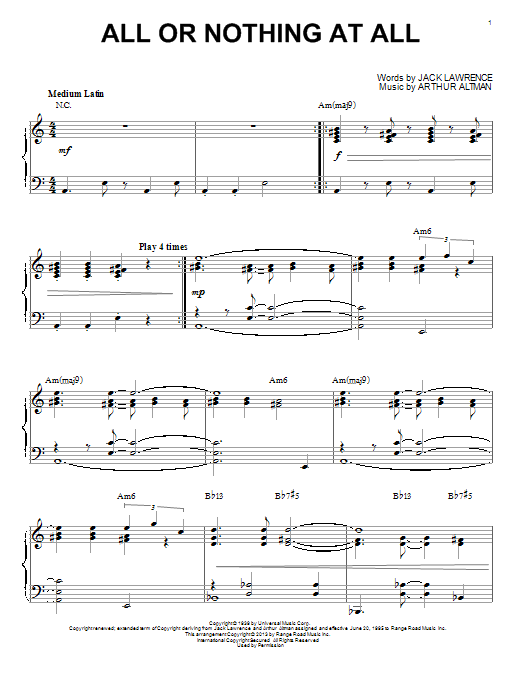 Product picture to: All Or Nothing At All [Jazz version] (arr. Brent Edstrom)