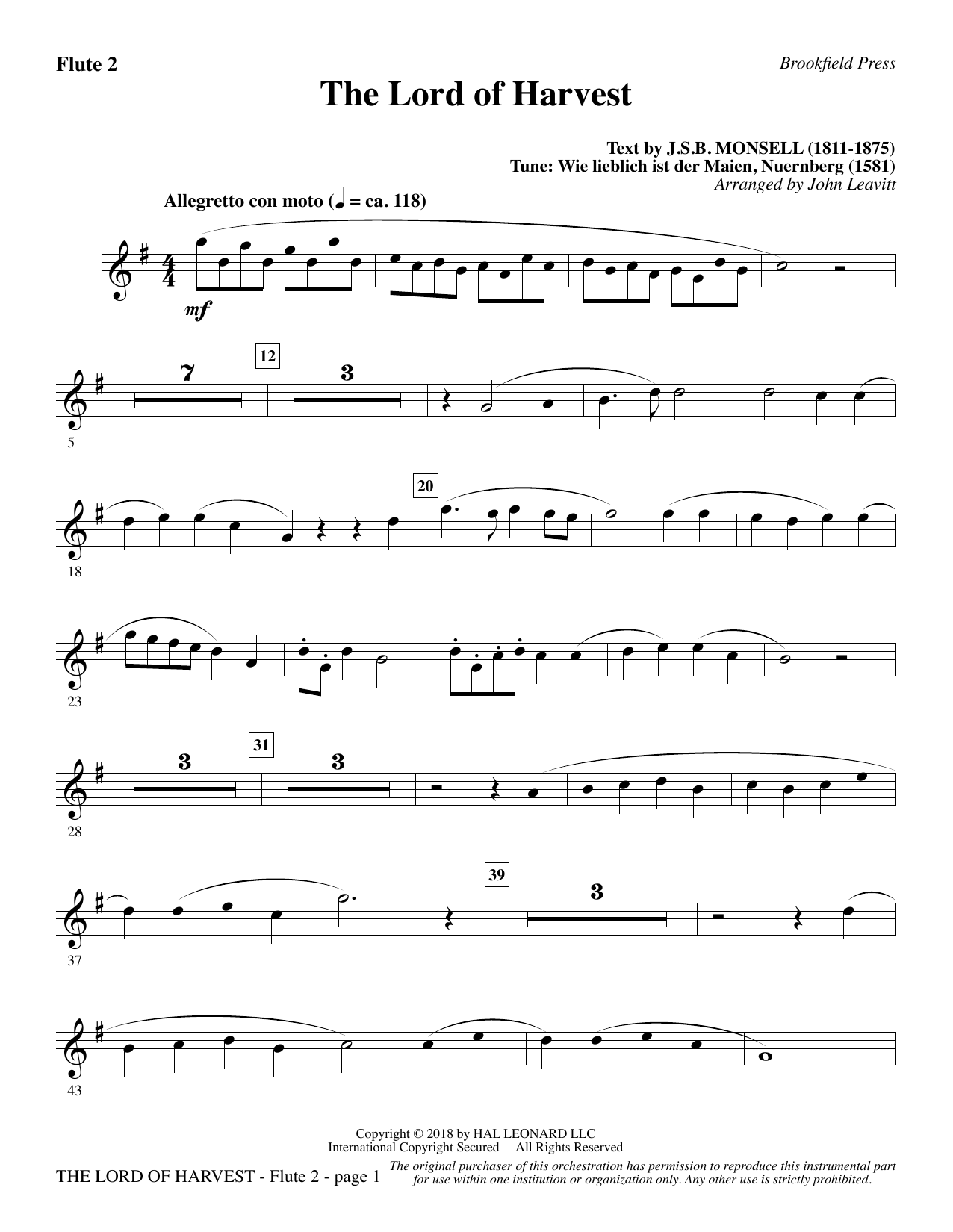 Produktbild zu: The Lord of Harvest - Flute 2