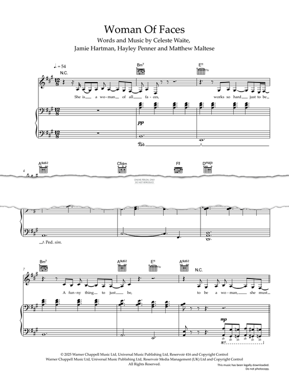 Produktgalerie: Seite 1 von 1 Woman Of Faces, Celeste, Gesang, Gitarre, Klavier