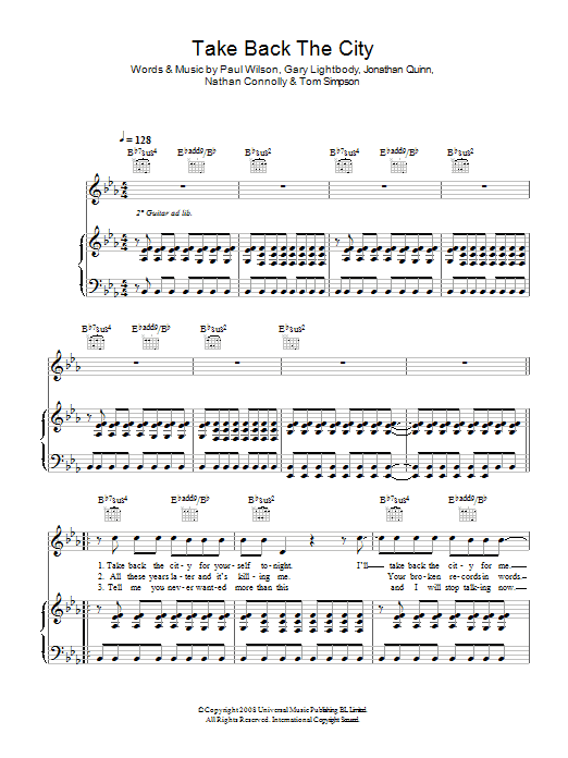 Produktgalerie: Seite 1 von 1 Take Back The City, Snow Patrol, Gesang, Gitarre, Klavier