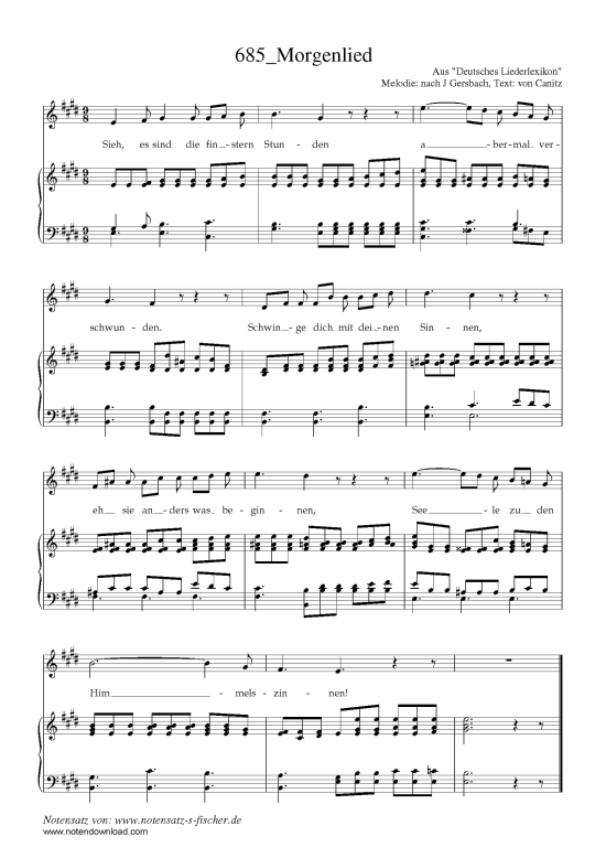 Product picture to: Morgenlied Aus "Deutsches Liederlexikon" A. Härtel (1865)