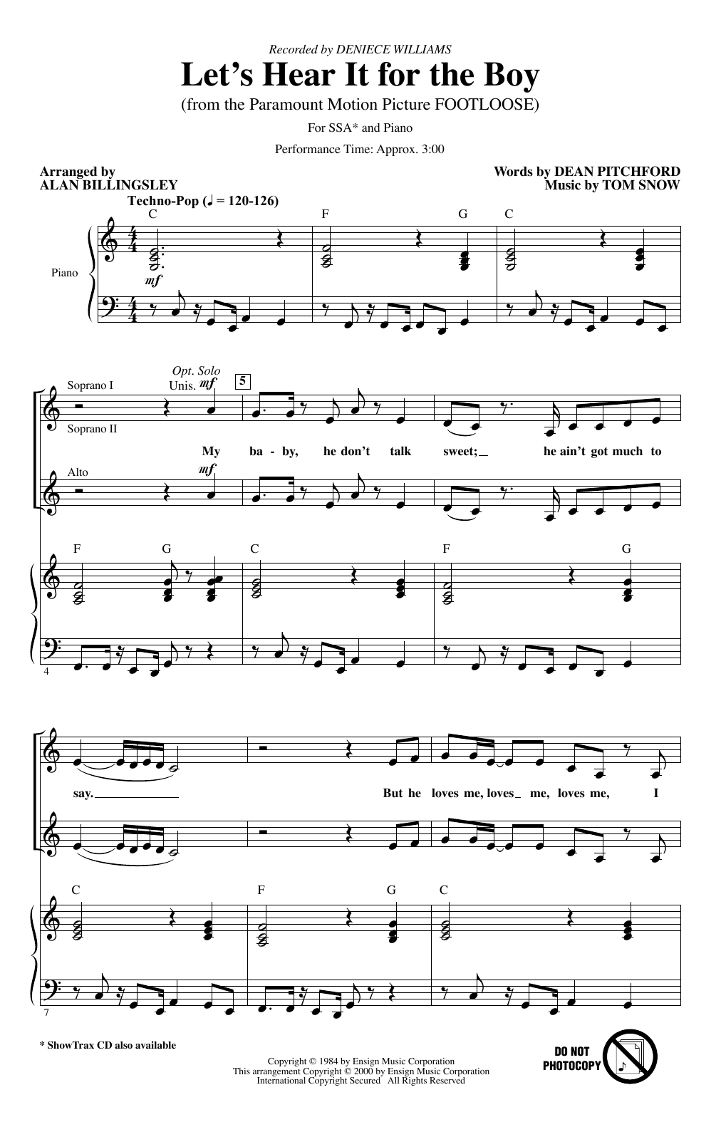 Produktgalerie: Seite 1 von 1 Let's Hear It For The Boy (from Footloose) (arr. Alan Billingsley), Deniece Williams, Chor