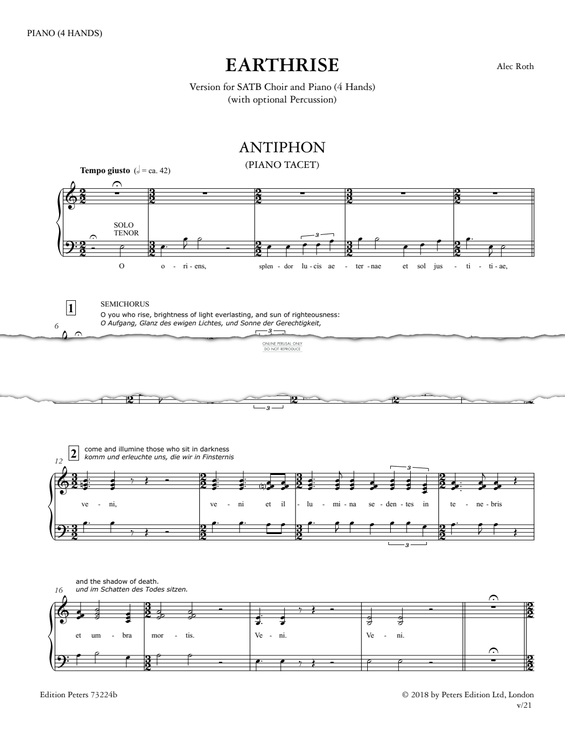 Product gallery: Page 1 of 1 Earthrise (Piano Accompaniment), Alec Roth