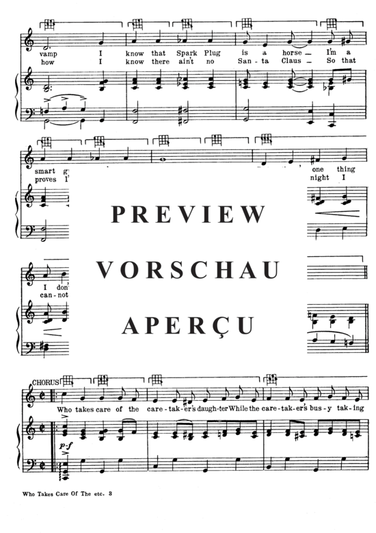 Produktgalerie: Seite 5 von 8 Who Takes Care Of The Caretaker's Daughter (While The Cartaker's Busy Taking Care) , Popular Standard, (Klavier und Gesang)