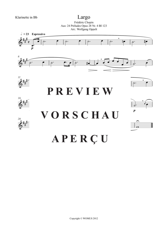 Product gallery: Page 4 of 4 Largo op. 28 Nr. 4 , , (clarinet in Bb + piano)