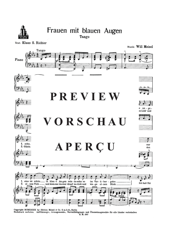 Produktgalerie: Seite 4 von 4 Frauen mit blauen Augen, 	, Klavier und Gesang