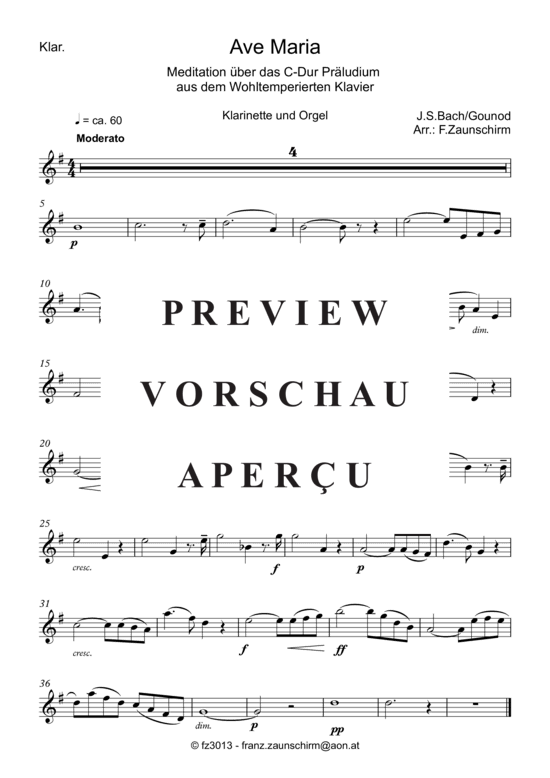 Produktgalerie: Seite 6 von 8 Ave Maria , , (Klarinette in B + Orgel)
