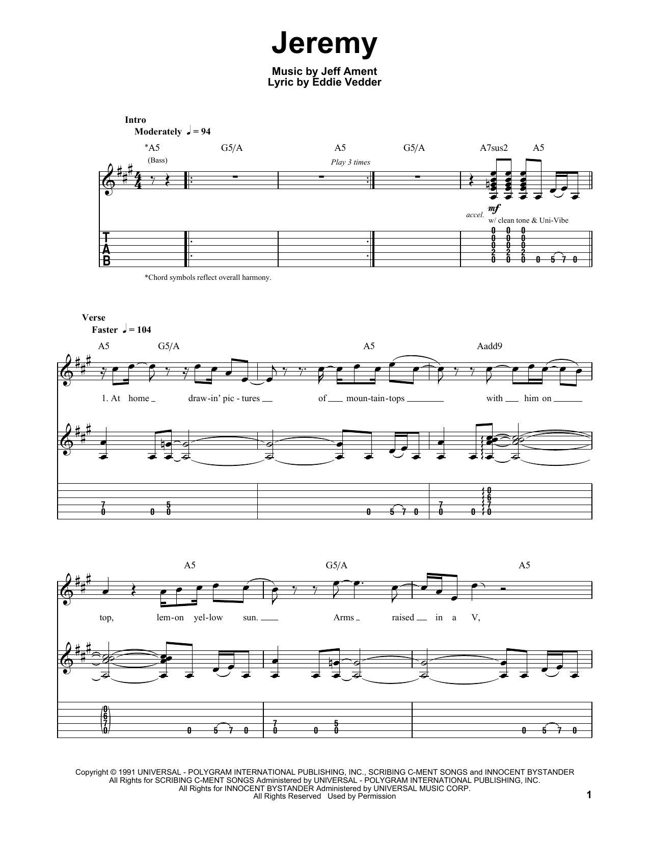Produktgalerie: Seite 1 von 1 Jeremy, Pearl Jam, Gitarre