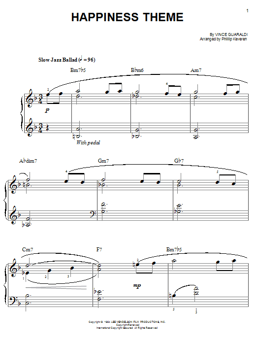 Product picture to: Happiness Theme (arr. Phillip Keveren)