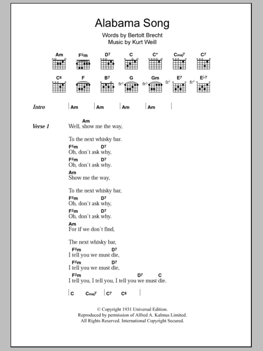 Produktgalerie: Seite 1 von 1 Alabama Song, The Doors, Gitarre