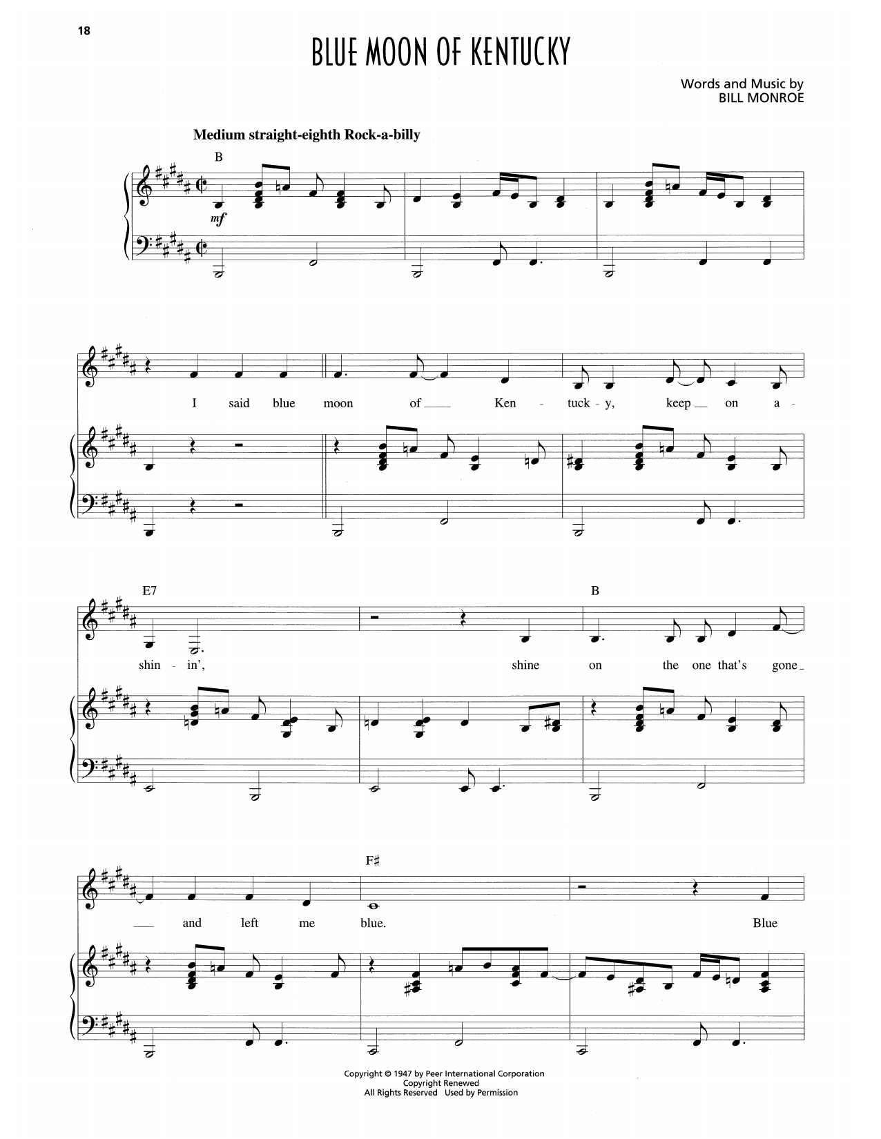 Produktgalerie: Seite 1 von 1 Blue Moon Of Kentucky, Patsy Cline, Gesang, Klavier