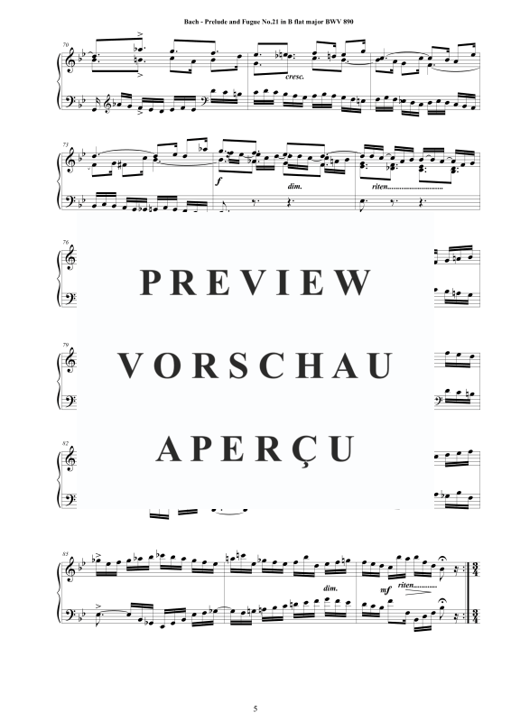 Product gallery: Page 6 of 9 Prelude and Fugue No. 21 in B flat major BWV 890, , Solo Piano