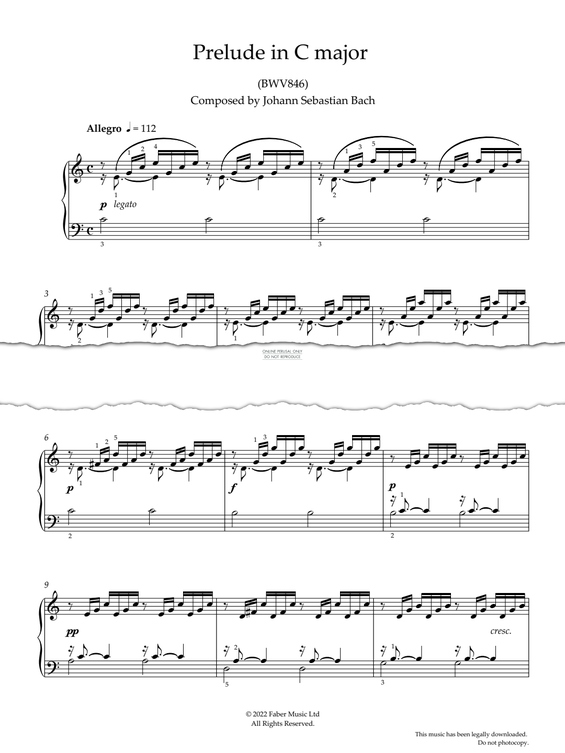 Produktgalerie: Seite 1 von 1 Prelude in C (BWV846 from 'The Well-Tempered Clavier Book 1'), Johann Sebastian Bach, Klavier