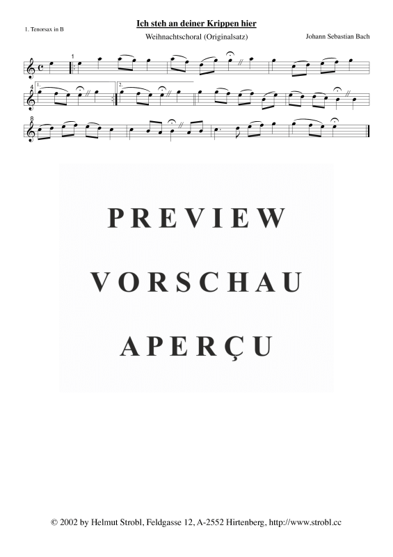 gallery: Ich steh an deiner Krippen hier, , Saxophonquintett AATTB