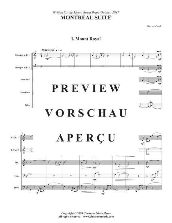 Produktgalerie: Seite 3 von 21 Montreal Suite , , (Blechbläser Quintett)