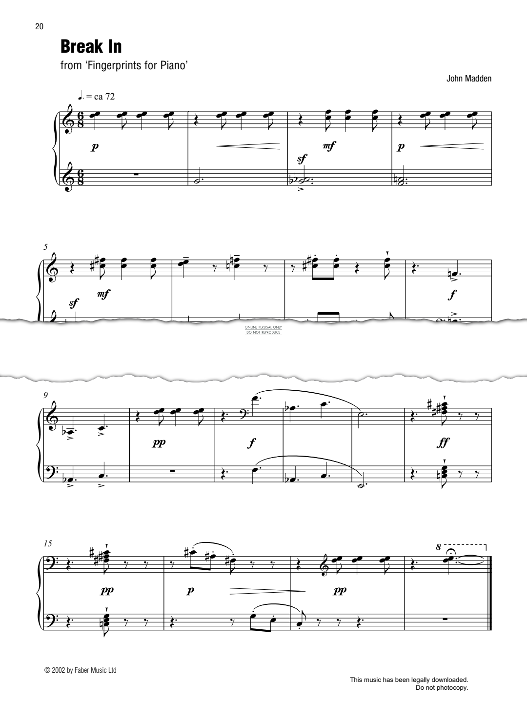 Produktgalerie: Seite 1 von 1 Break In (from 'Fingerprints for Piano'), John Madden, Klavier