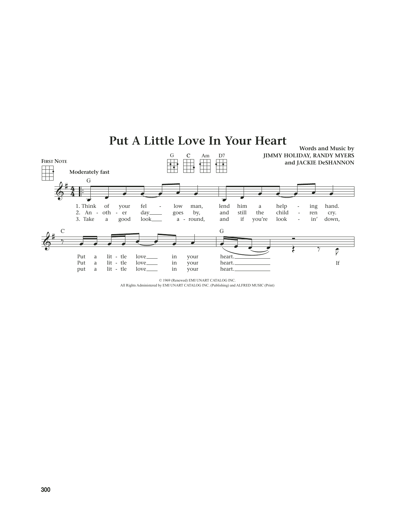 Produktgalerie: Seite 1 von 1 Put A Little Love In Your Heart (from The Daily Ukulele) (arr. Jim Beloff), Jackie DeShannon, Ukulele