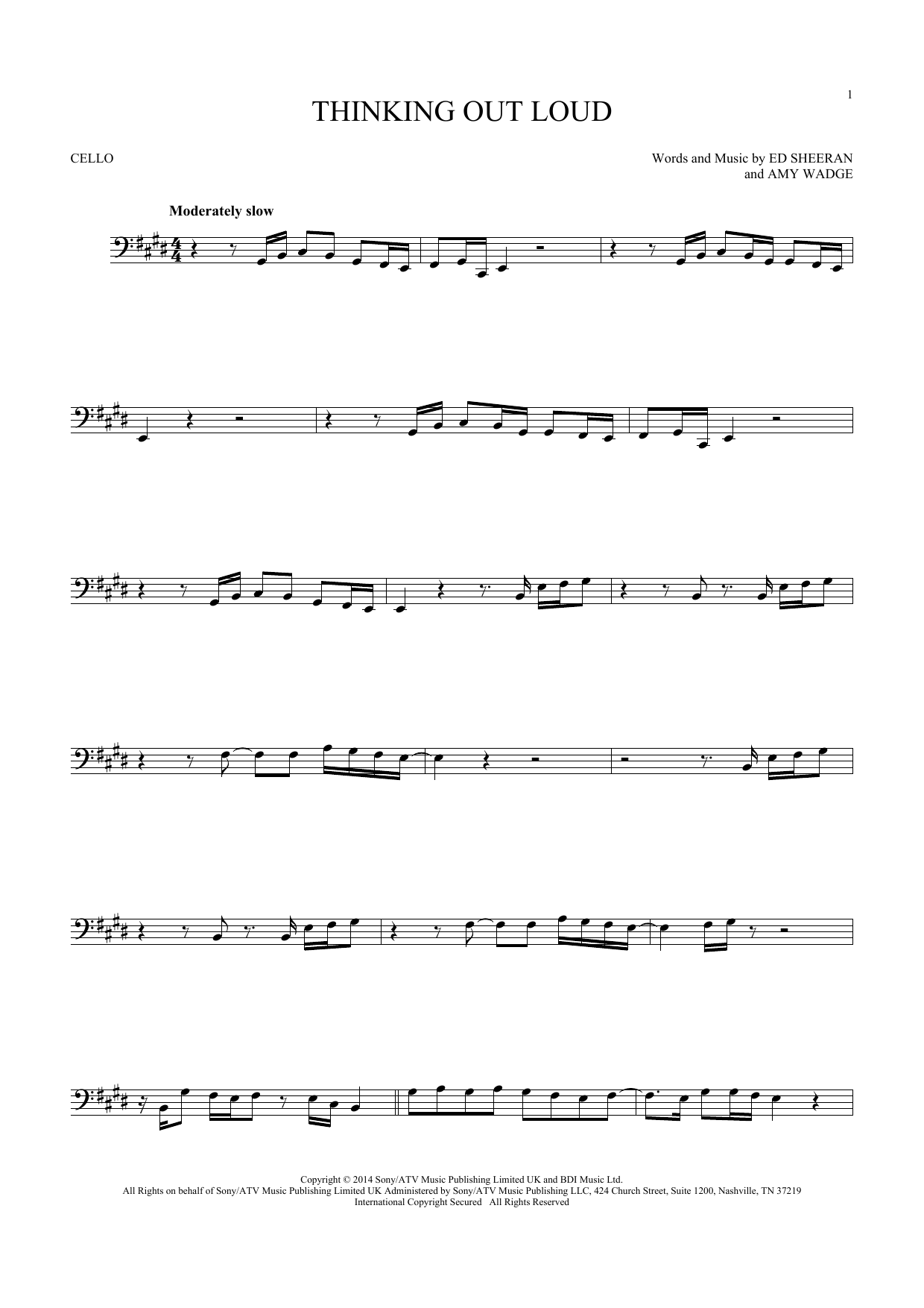 Produktgalerie: Seite 1 von 1 Thinking Out Loud, Ed Sheeran, Violoncello