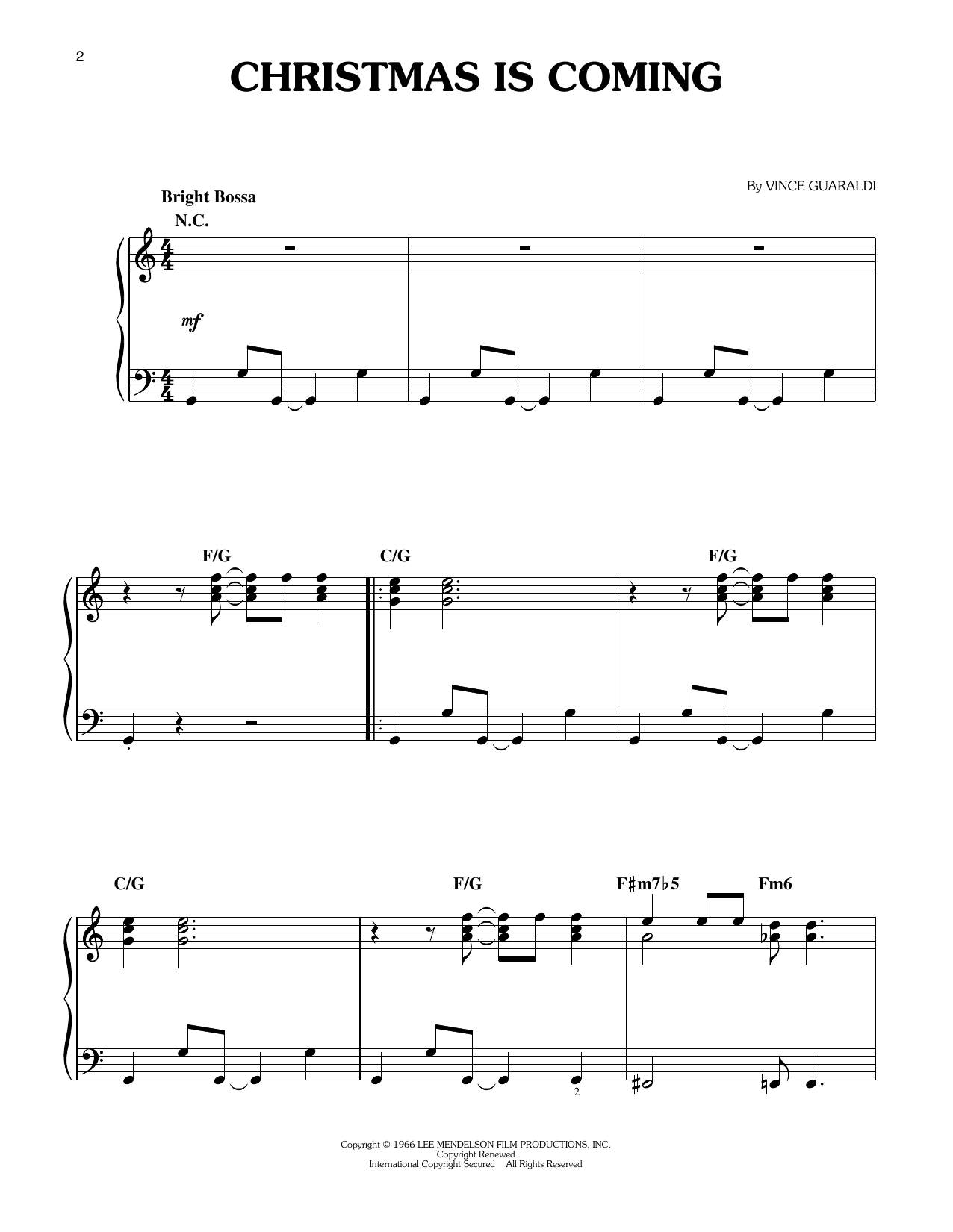Produktgalerie: Seite 1 von 1 Christmas Is Coming (from A Charlie Brown Christmas), Vince Guaraldi, Klavier