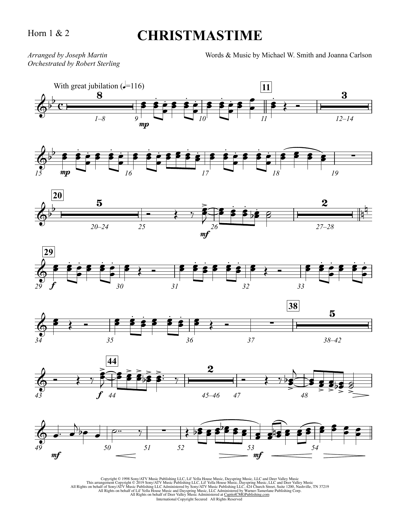 Product picture to: Christmastime (arr. Joseph M. Martin) - F Horn 1 & 2