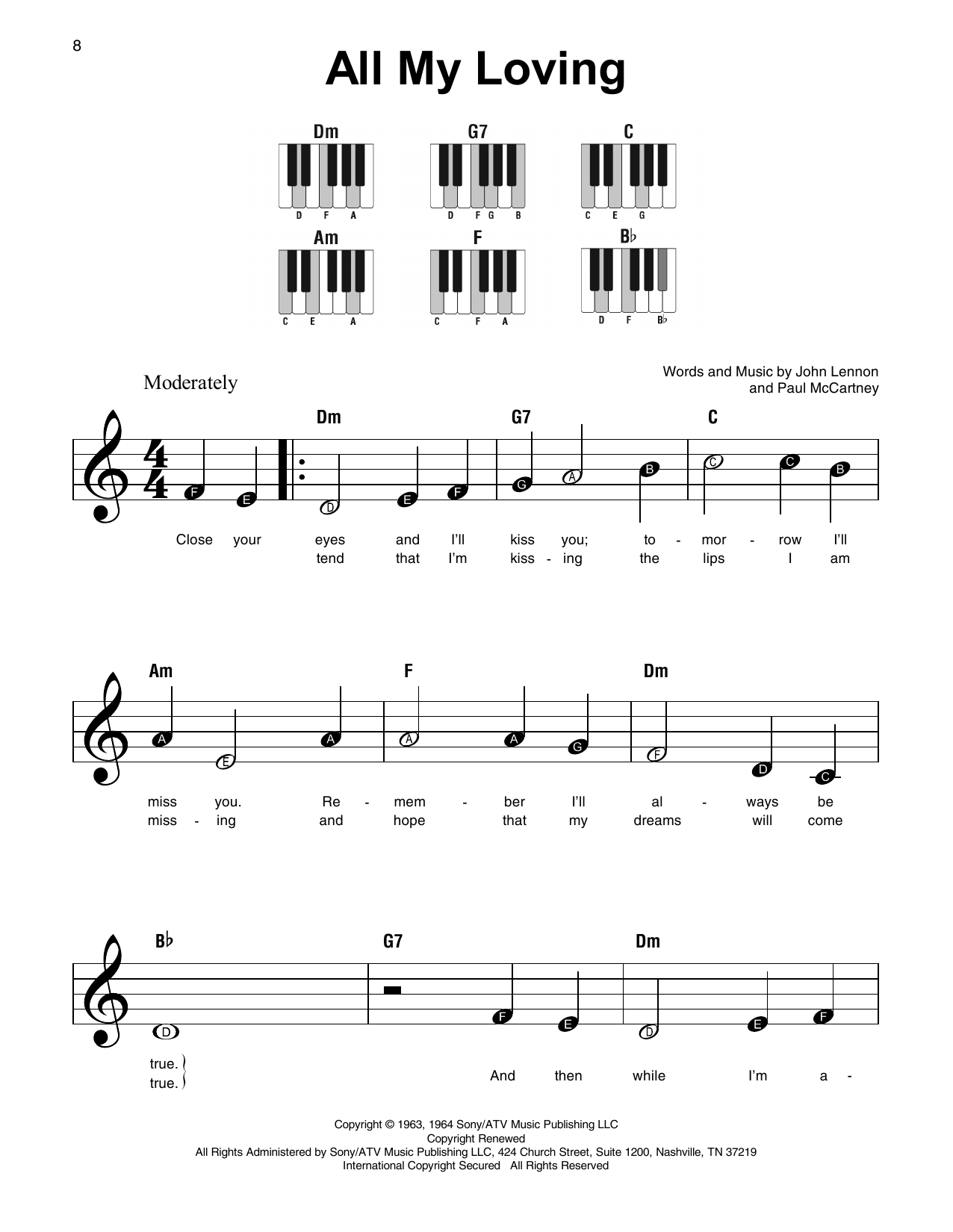 Produktgalerie: Seite 1 von 1 All My Loving, The Beatles, Klavier