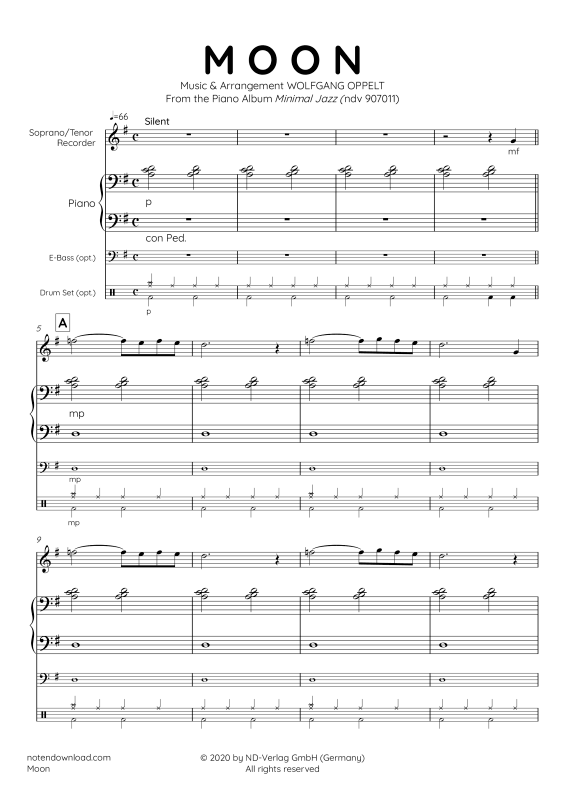 Produktgalerie: Seite 1 von 11 Moon, , Sopran Blockflöte und Klavier - E-Bass und Drum Set optional