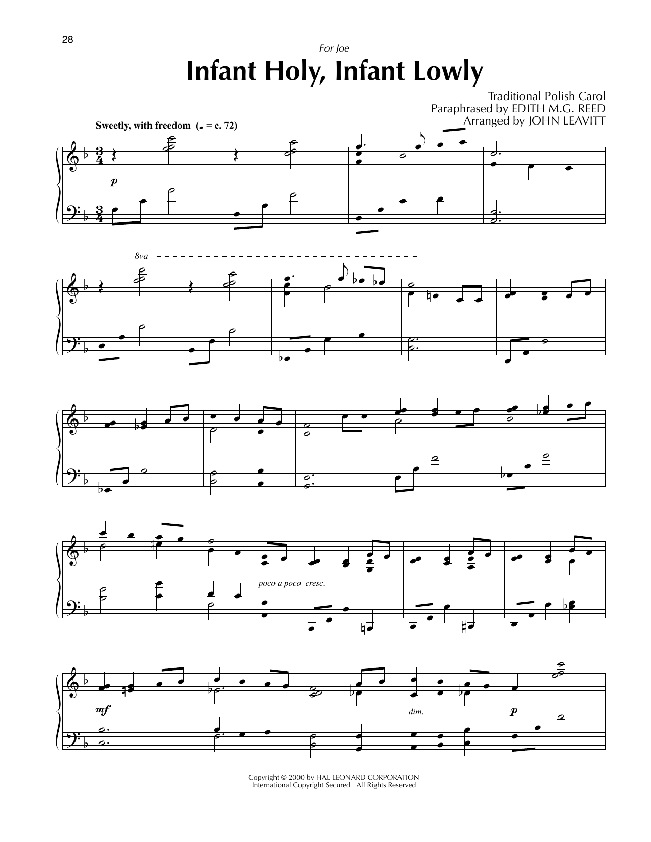Produktbild zu: Infant Holy, Infant Lowly (arr. John Leavitt)