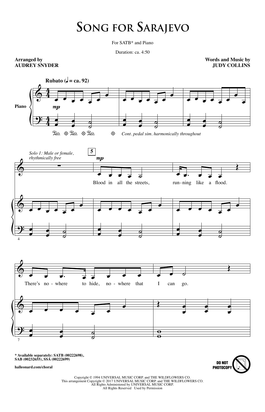 Produktbild zu: Song For Sarajevo