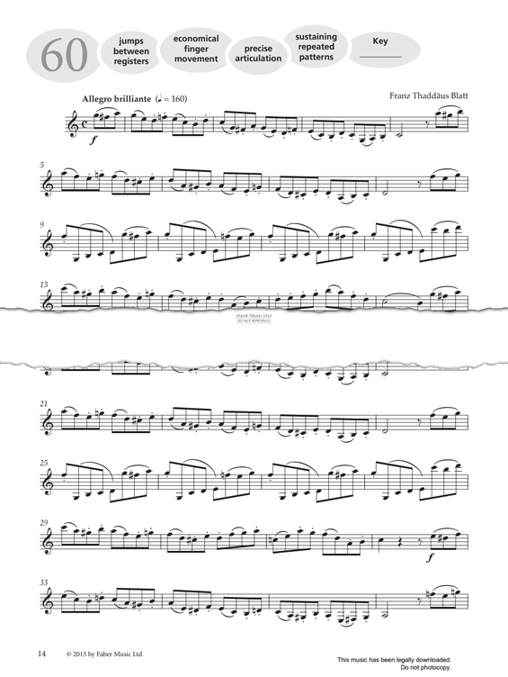 Product gallery: Page 1 of 1 Study No.60 'Allegro Brilliante' (from 'More Graded Studies For Clarinet Book Two'), Franz Blatt