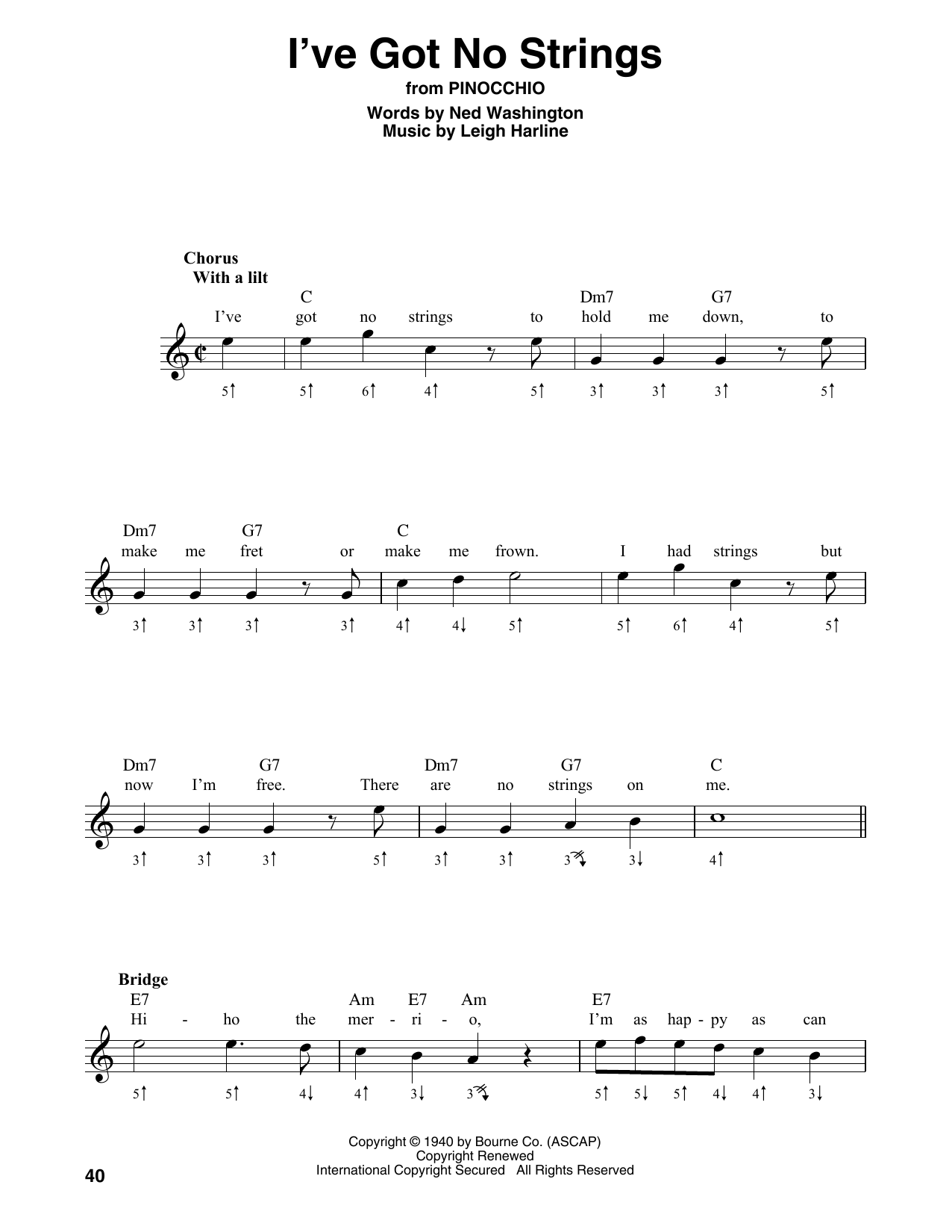 Product gallery: Page 1 of 1 I've Got No Strings (from Pinocchio), Ned Washington & Leigh Harline